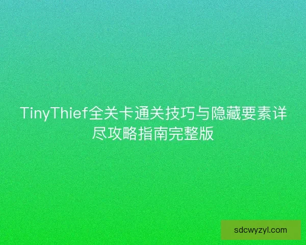 TinyThief全关卡通关技巧与隐藏要素详尽攻略指南完整版 TinyThief全关卡通关技巧与隐藏要素详尽攻略指南完整版