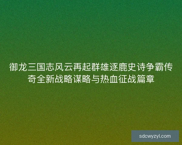 御龙三国志风云再起群雄逐鹿史诗争霸传奇全新战略谋略与热血征战篇章