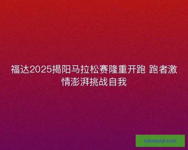 福达2025揭阳马拉松赛隆重开跑 跑者激情澎湃挑战自我