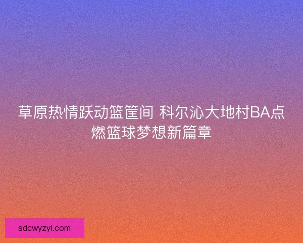 草原热情跃动篮筐间 科尔沁大地村BA点燃篮球梦想新篇章