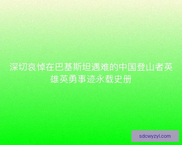 深切哀悼在巴基斯坦遇难的中国登山者英雄英勇事迹永载史册