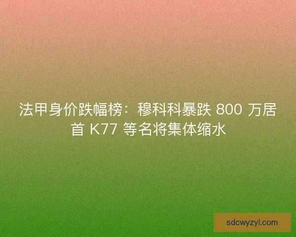 法甲身价跌幅榜：穆科科暴跌 800 万居首 K77 等名将集体缩水