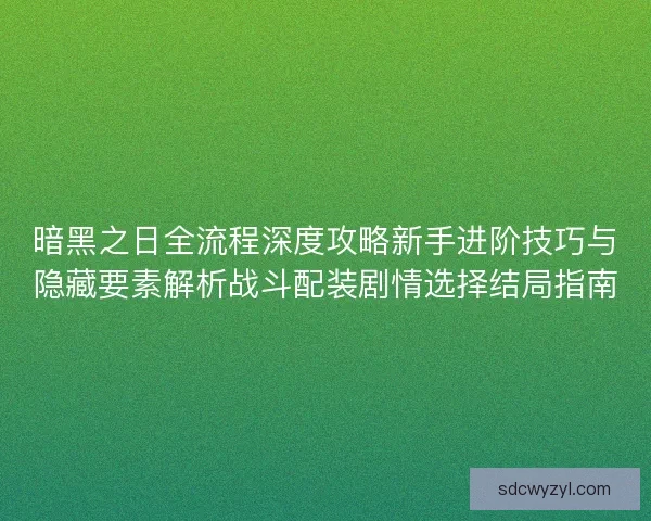 暗黑之日全流程深度攻略新手进阶技巧与隐藏要素解析战斗配装剧情选择结局指南